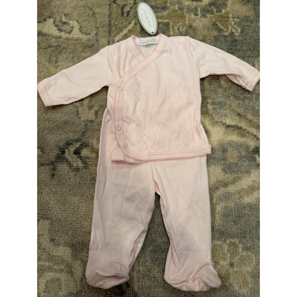 Hug Me First Pima Cotton 2 Piece Light Pink Layette Set Sz Newborn NWT